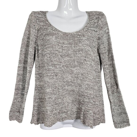 Eileen Fisher Open Knit Pullover Sweater Moon Speckled  Relaxed Fit Gray Women S - Picture 1 of 9